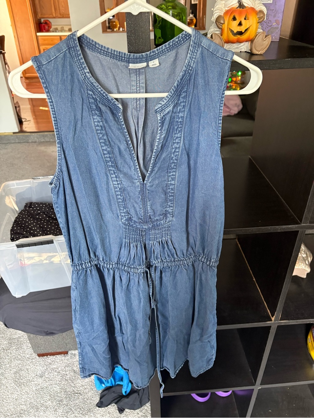 GAP Sleeveless Chambray Tunic Dress in Light Blue